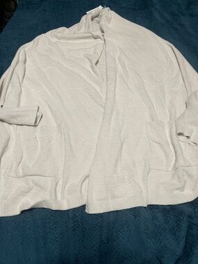 Barefoot Dreams Cream Open-Front Knit Cardigan with Pockets